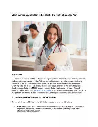 MBBS Abroad vs. MBBS in India: What’s the Right Choice for You?
