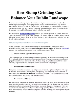 How Stump Grinding Can Enhance Your Dublin Landscape
