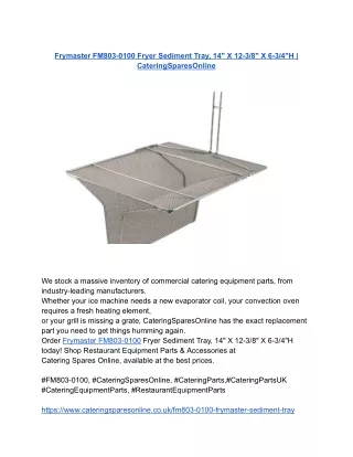 Frymaster FM803-0100 Fryer Sediment Tray, 14_ X 12-3_8_ X 6-3_4_H _ CateringSparesOnline