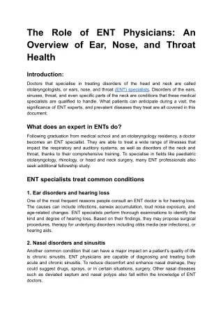 The Role of ENT Physicians_ An Overview of Ear, Nose, and Throat Health