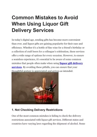 Common Mistakes to Avoid When Using Liquor Gift Delivery Services