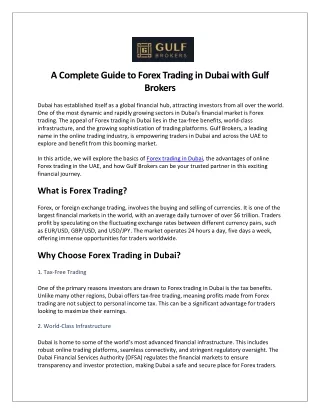 A Complete Guide to Forex Trading in Dubai with Gulf Brokers