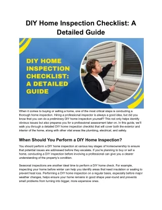 DIY Home Inspection Checklist_ A Detailed Guide