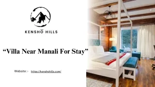 Villa Near Manali For Stay