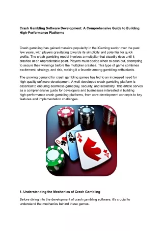 Crash Gambling Software Development: A Comprehensive Guide to Building High-Perf