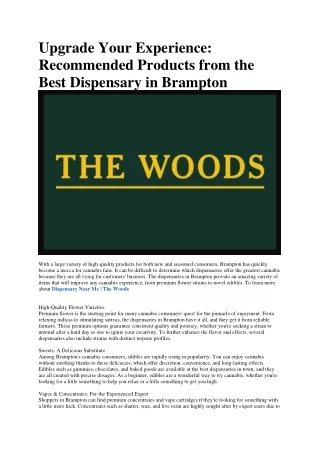 The Woods Cannabis | Cannabis Brampton