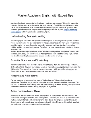 ELTIS- Master Academic English with Expert Tips