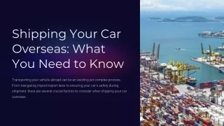 Car Shipping Overseas