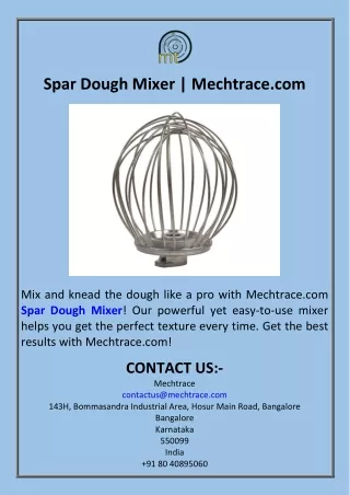 Spar Dough Mixer  Mechtrace.com