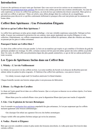 Initiation aux Spiritueux : Que Contient un Coffret Bois ?