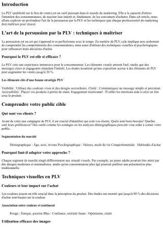 L'art de la persuasion par la PLV : techniques à maîtriser