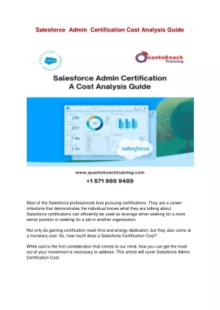 Salesforce  Admin  Certification Cost Analysis Guide