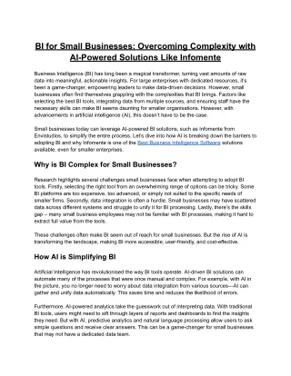 BI for Small Businesses: Overcoming Complexity with AI Solutions Like Infomente