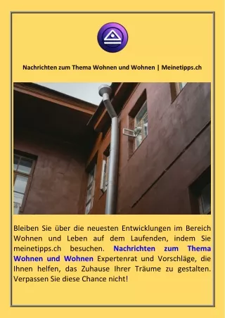 Nachrichten zum Thema Wohnen und Wohnen  Meinetipps.ch