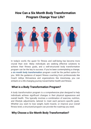 How Can a Six Month Body Transformation Program Change Your Life