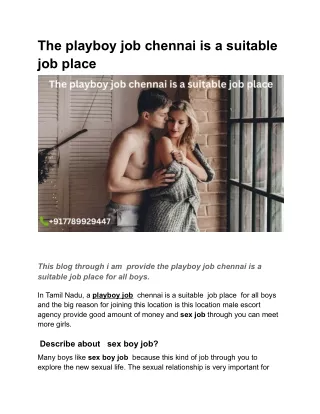 The playboy job chennai is a suitable job place