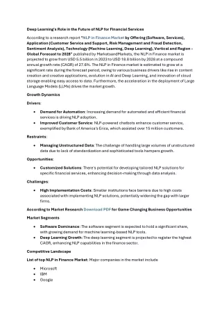 Natural Language Processing (NLP) in Finance Market - Size, Growth, Report & Ana