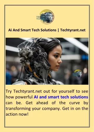 Ai And Smart Tech Solutions  Techtyrant.net