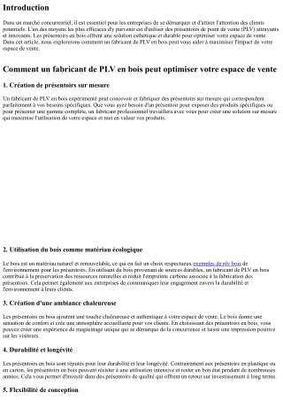 Comment un fabricant de PLV en bois peut optimiser votre espace de vente