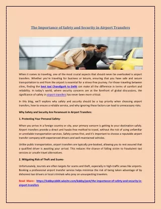 The Importance of Safety and Security in Airport Transfers