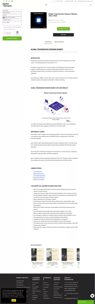 The Impact of Smart Technology on the Transmissive Sensors Market: Analysis
