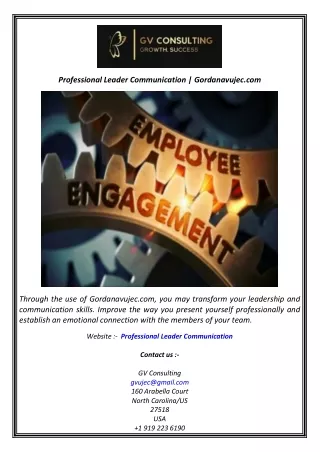 Professional Leader Communication  Gordanavujec.com