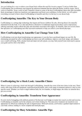 The Best Deals on CoolSculpting Packages in Amarillo