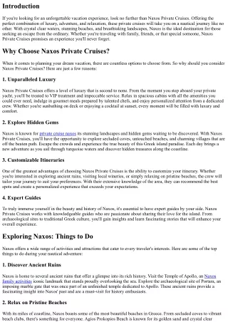Embark on a Nautical Adventure: Naxos Private Cruises
