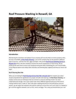 Roof Pressure Washing in Roswell