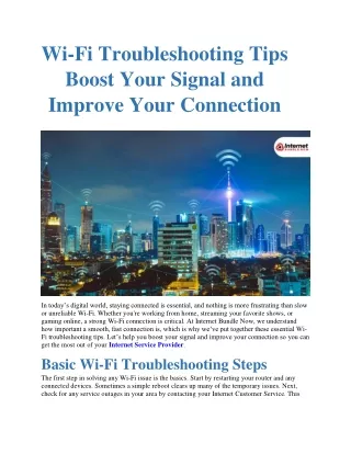 Wi-Fi Troubleshooting Tips Boost Your Signal and Improve Your Connection