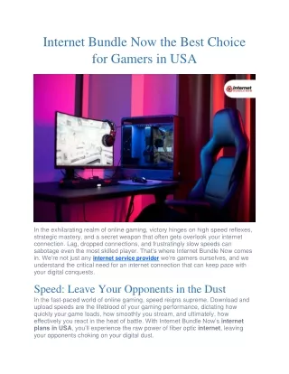 Internet Bundle Now the Best Choice for Gamers in USA