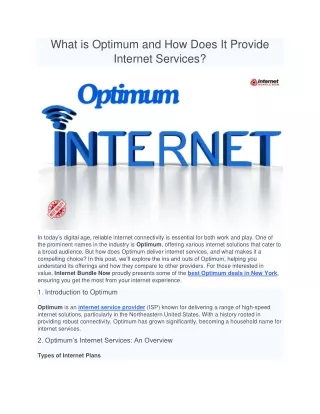 What is Optimum and How Does It Provide Internet Services