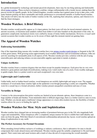 Wooden Watches UK: Where Classic Meets Contemporary