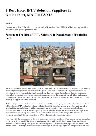 6 Best Hotel IPTV Solution Suppliers in Nouakchott, MAURITANIA
