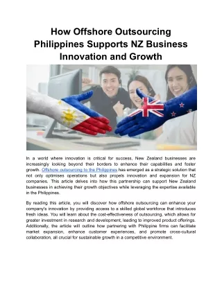 How Offshore Outsourcing Philippines Supports NZ Business Innovation and Growth