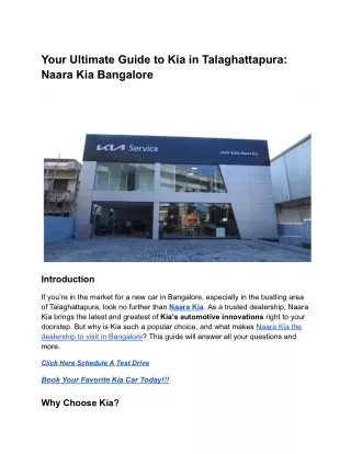 Your Ultimate Guide to Kia in Talaghattapura_ Naara Kia Bangalore
