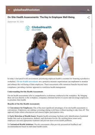 On-Site Health Assessments: The Key to Employee Well-Being