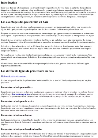 Présentoirs en Bois pour Bijoux : Élégance et Raffinement