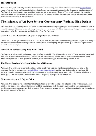 The Influence of Art Deco Style on Contemporary Wedding Ring Designs