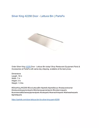 Silver King 42258 Door - Lettuce Bin _ PartsFe