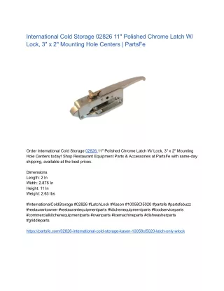 International Cold Storage 02826 11_ Polished Chrome Latch W_ Lock, 3_ x 2_ Mounting Hole Centers _ PartsFe