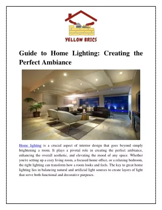 Guide to Home Lighting Creating the Perfect Ambiance