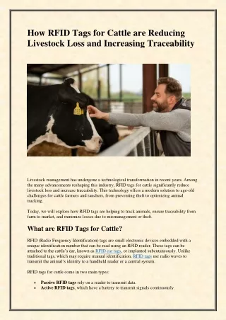 How RFID Tags for Cattle are Reducing Livestock Loss and Increasing Traceability