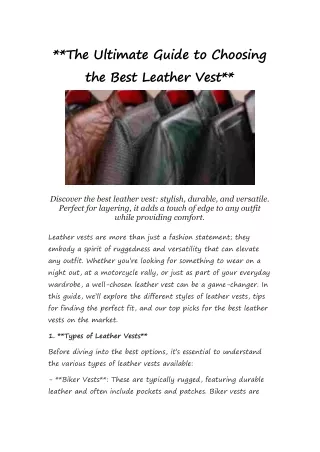 The Ultimate Guide to Choosing the Best Leather Vest