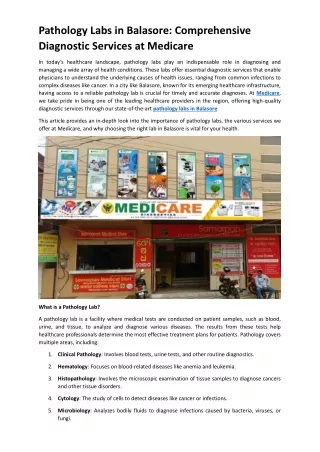 pathology labs in balasore