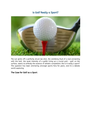 Is Golf Really a Sport_