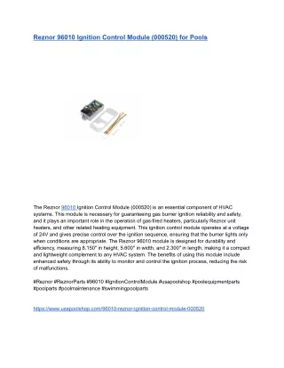 Reznor 96010 Ignition Control Module (000520) for Pools