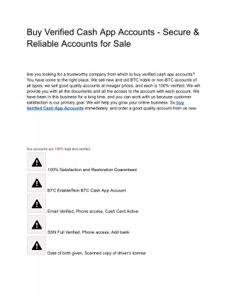 Buy Verified Cash App Accounts - Secure & Reliable Accounts for Sale