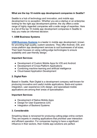 What are the top 10 mobile app development companies in Seattle