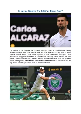 Is Novak Djokovic The GOAT of Tennis Now